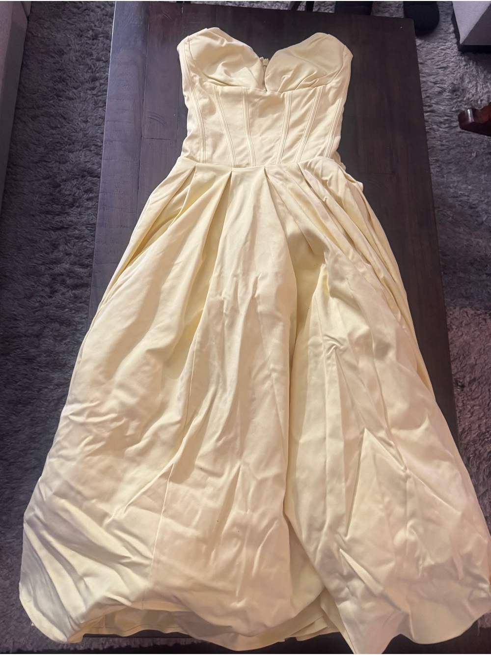 House of CB Strapless Pale Yellow Ball Gown